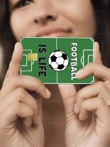 1pc Football Life Credit Card Sticker Privacy Protection Card Skin, Football Field Pattern Birthday Gift PVC Material Anti-Fingerprint Anti-Scratch Wear-Resistant Card Sleeve, Suitable For Men, Women, Couples, Small Chip Cards, Bank Cards, Credit Cards, Transportation Cards, Student Campus Cards Personalized DIY - Type a - View 5