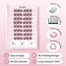 Pestaas postizas autoadhesivas, naturales y ligeras, sin necesidad de pegamento, 11 - 13 mm, reutilizables, sin residuos, preencoladas, rizo C, extensiones de pestaas. - inicial - Ver 3