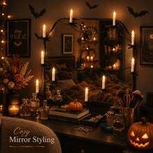 1pc LED Halloween Candle String Lights, Battery Operated With Clips, Easy To Hang, Suitable For Halloween, Christmas And Other Holiday Decorations - White - View 4