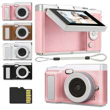 CCD Digital Camera,NEW 1080P Digital Camera For Photography Autofocus,Upgraded 48MP Digital Camera With 2.4" 180° Flip Screen,4X Zoom, Compact Travel Cameras For Beginners With 32GB Card,Compact Camera,A Great Gift For Boys & Girls,800mAh - Multicolor - View 3