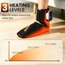 Hailicare Foot Airbag Massager, 3-Level Heating (40-45-50℃), 3 Massage Modes & 3 Adjustable Intensity Levels, 15-Minute Timer, LED Digital Display, 2000mAh Rechargeable Battery, Type-C Charging, Relaxes Feet & Ankles, Ideal Holiday Gift - Black - View 3