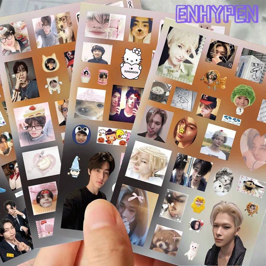 مجموعة ملصقات 8 قطع - مجموعة ملصقات مصنوعة من المعجبين، بطاقات دعم K-POP، ملصقات دعم المجموعات الشهيرة كهدية، أنشطة المعجبين، أنشطة الدعم، بضائع المعجبين، JUNGWON، JAY، JAKE، SUNGHOON، SUNOO، NI‑KI، ملصقات النجوم، مجموعة عرض بطاقات K POP، بضائع الموسيقى الشهيرة، هدية عيد الميلاد - متعدد الألوان - مشاهدة 1