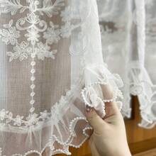 1PC Rod Pocket Window Decoration Short Sheer Curtain, Light Filtering French Style Window Sheer Curtain, Window Valance Half Curtain - White - View 12