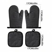 Vertical Striped Oven Mitts & Heat Resistant Pads Set, Quilted Diamond Pattern, Washable, Suitable For Kitchen Cooking & Baking, Microwave Oven Mitts & Heat Resistant Pads 2pcs/4pcs - View 8