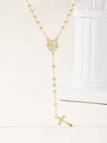 1pc Virgin Mary Rosary Religious Necklace, Religious Necklace, Suitable For Daily, Holiday And Occasion Wear, Decoration, Gift, Prayer - Yellow Gold - View 6
