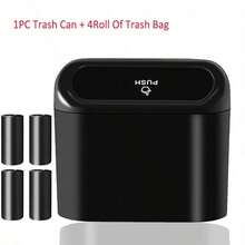 Car Trash Can With Lid + 4 Rolls Of Trash Bags, Leak-Proof Portable Hanging Car Storage Trash Can, Small Vehicle Trash Basket Portable Desktop Trash Can, Suitable For Car, Office, Bedroom, Home Cup Holder Hanging - A - View 10