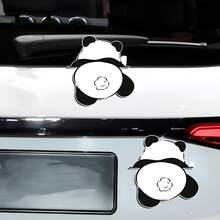 Calcomanías de vinilo planas 2D con patrón de panda lindo, impermeables y autoadhesivas para ventanas de automóviles - A - Ver 3