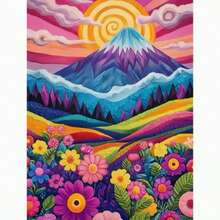 1件裝 5D夢幻山脈花卉鑽石畫 彩色風景裝飾畫 手作DIY鑽石藝術 - 查看 2