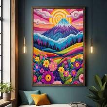 1件裝 5D夢幻山脈花卉鑽石畫 彩色風景裝飾畫 手作DIY鑽石藝術 - 查看 4