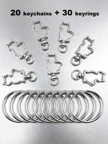 20/50/100pcs Heart-Shaped Swivel Clasp Keychain - Colorful Metal Spring Snap, Suitable For DIY Crafts, Jewelry, Lanyards And Accessories, Zinc Alloy Lobster Claw - Silver - View 30