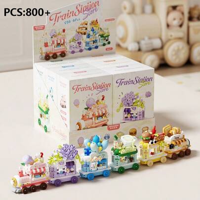 Dream Tour Express Train Building Block Set Series, Sweet Express, Romantic Express, Tour Express, Latte Express, Energy Express, Baking Express, Building Block Assembly, Stress Relief Blocks, Suitable For Desk Decoration, Office Desk Ornament, Birthday Gift, Back To School Gift.