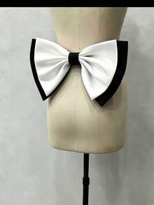 A Black Satin Back Large Double Bow Accessory Waist Decoration 37cm - Black - View 9