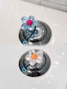 2 Stücke ausgehöhlte Blumen in leuchtenden Farben, als Hilfsknöpfe zum Spülen des Toilettenspülkastens, um lange Nägel zu schützen. Schöne Form und glänzender Glanz, von Nagelkunst-Enthusiasten als Hilfsknöpfe verwendet. - Blumen - Übersicht 3