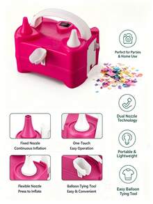 1pc Portable Electric Balloon Inflator, 220V-240V 400W Electric Balloon Air Pump, Suitable For Party Balloon Decoration - EU C Type Plug(220-240V) - View 3
