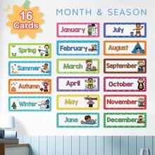 Lachilly 8/16pcs Weather, Day Of The Week, Month And Season Learning Cards Set, Montessori Children Education Flash Cards, Classroom Wall Decor Teaching Supplies - Multicolor - View 8