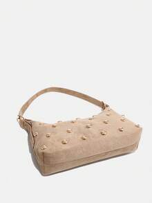 Novachic, 26 Neue Saison, 1 Stück Nietenverzierung, Reißverschluss, verstellbarer Schultergurt, Damen Achseltasche, Schultertasche. Geeignet für verschiedene Anlässe, ästhetisch - Khaki - Übersicht 3