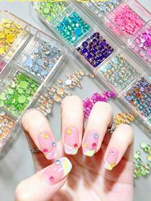 Contas de Bolha de Sereia Multicoloridas, Grade 6/12, Pérola Plana Cor Macaron, Pérolas Decorativas Iridescentes para Unhas, Suprimentos de Arte de Unhas Sem Perfume, Joias de Unhas, Gemas de Unhas, Encantos de Unhas - Multicolorido - Visão 4