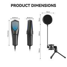 1pc RGB Gaming Capacitive Microphone, High-Definition USB Microphone With Noise Cancelling Cover, Shock Mount, Foldable Tripod Stand, Plug And Play, Suitable For Gaming, Podcasting, Voice-Over, Music Recording - View 2