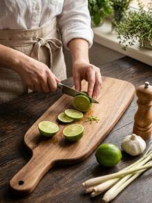 Long Handle Kitchen Cutting Board, Thick Kitchen Utensil, Solid Wood Material, Table Decoration Board, Home Kitchen Tray, Rustic Style Kitchenware, Suitable For Kitchen, Dining Room, Camping, RV, Essential For Camping And RV Travel - Wood Color - View 3