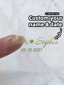 1/30/60/120pcs Customizable Label Stickers, Personalized Wedding Bubble Stick Stickers, Transparent Vinyl Custom Name Labels, Wedding Candy Box And Gift Bag Decoration, Gift For Bride, Groomsman, Bridesmaid, Bridal Shower, Waterproof - Multicolor - View 4