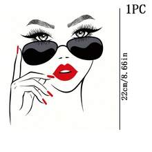 1/2/3PCS Red Lips Makeup Beauty Heat Transfer Stickers, DIY Iron-On Patches Suitable For T-Shirts, Pillow Decoration - Multicolor, Washable Plastic Appliques, Durable, Suitable For T-Shirts, Sweatshirts, Jeans, Bags And Hats - Multicolor - View 2