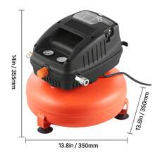 3 Gallon Air Compressor, 1/3HP 0.54CFM @ 90PSI Portable Pancake Air Compressor & 100PSI Max Working Pressure, Oil-Free Compressor Tank For Tire Inflation, Spray Painting, Woodwork Nailing, 120V - Orange - View 10