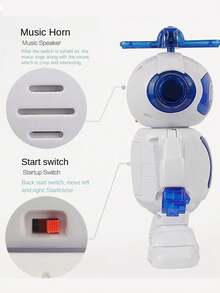 跳舞機器人玩具,附 LED 燈與音樂的電子機器人,可互動行走與旋轉的機器人玩具 - 藍色 - 查看 8