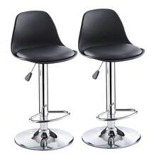2PCS Bar Stools Adjustable Breakfast Swivel Gas Lift Chair Kitchen Cafe Pub Tool - Black - View 3