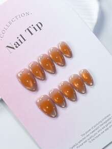 10 Unhas Postiças Feitas à Mão 100% com Efeito Olho de Gato Degradê e Poá, Cada Uma com Design de Poá Tingido à Mão Único, Reutilizáveis, para Mulheres e Meninas, para Festas de Feriados, Inclui 1 Lixa de Unha e 1 Peça de Cola Gel, Unhas Press-On Feitas à Mão - Multicolorido - Visão 2