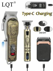 LQT 4pcs/3pcs/1pc Family Hair Tools Kit - Hair Clipper For Men, Beard Trimmer, Nose Hair Trimmer & Men's Shaver - Cordless, USB‑C Charging, Multi-Functional Barber Supplies, Suitable For Home And Travel, Father's Day Or Christmas Men's Gifts. - Multicolor - View 4