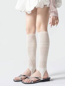 1 Pair Women's Mesh Leg Warmers, Thin Breathable Solid Color Slimming Leg Warmers Knee High Leg Warmers, Summer - Multicolor - View 9