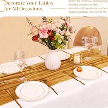 Velvet Table Runner 20 X 120 Inches 10ft Luxurious Thick Soft Velvet Christmas Thanksgiving Wedding Reception Table Runner For Party Reception Decorations - Gold - View 3