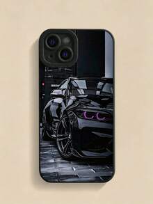 1PC Black Cool Sports Car Soft Shell Bold & Premium Phone Case Compatible With 17Promax 16Pro 15plus 14Pro 13 12 11 Shockproof Protective Phone Case Fashion Minimalist - Multicolor - View 2