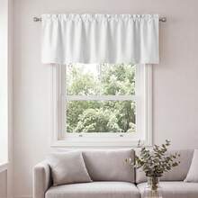 1pc/2pcs, White Japanese Retro Faux Linen Kitchen Curtains, Made Of Soft And Thick Polyester Fabric, Provides Natural Light Filtration And Privacy Protection, Washable, Suitable For Kitchen, Bedroom, Living Room, Office, RV And Bay Window. - White - View 1