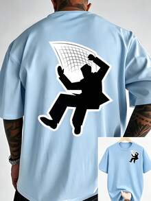 Estampada por delante y por detrás con una divertida silueta de una persona rompiendo una ventana, esta camiseta de manga corta una nueva prenda de moda para hombres. Un artículo impresci - Blanco - Ver 8