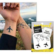 , Tatuajes Semipermanentes, Tatuajes de Viajes Wanderlust Voyager, Tatuajes Temporales Larga Duracin, Tinta Vegetal Resistente Agua, Duran 1 - 2 Semanas, Se Revela en 24h, X195 - negro azulado intenso - Ver 1