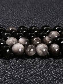 1串 4/6/8/10mm 天然銀曜石珠配件，適用於珠寶、裝飾工藝、DIY珠寶製作手鍊、項鍊 - 彩色 - 查看 4