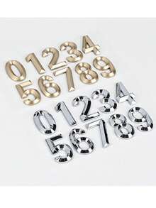 1pc 3D Matte ABS Digital Indicator Sign, Modern Style Pale Gold Geometric Shape, Self-Adhesive Back, No Drilling Required, Sun-Proof And Waterproof, Suitable For Office Doors, Conference Rooms, Office Buildings - House Number - View 4