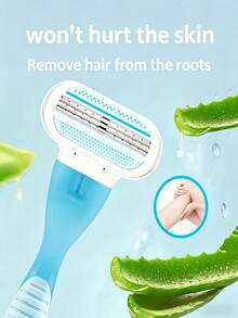 Bikini Razor For Women, 3-Layer Stainless Steel Blades, Hair Removal Razor Blades, Replaceable Razor Head, Hair Removal Tool For Private Areas, Underarms And Legs, Essential For Hair Salon Beauty Travel - Blue 1-blade Holder + 8 Blades - View 5