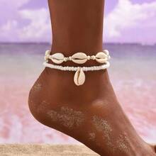 Women's Starfish Shell Anklets, Bohemian Ankle Bracelet, Rice Bead Leg Bracelet, Handmade Foot Chain, Bohemian Jewelry, Sandals, Gift - AK24Y0017 - 查看 1
