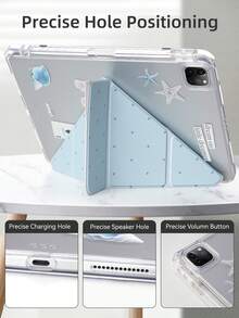 Y-Shaped Folding Protective Case Compatible With Ipad (A16) 11th Gen 11-Inch, 10th Gen 10.9-Inch, Air 8 (M4) 11-Inch 2026, 7th/8th/9th Gen 10.2-Inch, Pro 11 2020-2022, Air 7/6 (M3/M2) 11-Inch, With Pencil Slot, Soft TPU Back Shell, Smart Sleep/Wake - Blue Star - View 7