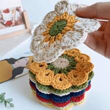 Set Of 3 Handmade Crochet Coasters For Kitchen And Dining Table Decor - Thick, Heat-Resistant Floral Table Protectors With Crochet Edges, Decorative Fabric Insulators For Hot Cups And Bowls, Rustic Table Accessories - Multicolor - View 2