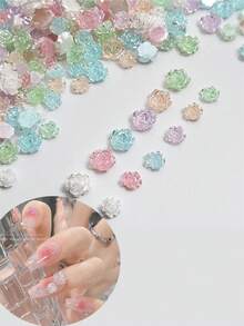 100 piezas de encantos de arte de uñas de resina con forma de rosa 3D y camelia perlada de 8mm+6mm, con parte posterior plana, fáciles de aplicar, adecuados para bodas, vacaciones, Día de la Juventud, diseño de uñas, fabricación de joyas, uñas tipo ataúd, uñas almendradas francesas, uñas largas/cortas, uñas ovaladas, uñas cuadradas, diseño de artesanía de joyería, diseño de gorro de graduación, funda de teléfono DIY, accesorios para uñas, gemas para uñas - Multicolor - Ver 1