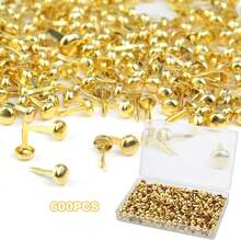 ADULLPONY 600Pcs Gold Brads, Paper Fasteners, 8x175mm Mini Brads, Split Pins, Round Head Brass Fasteners For Paper Crafts Supplies - White - View 7