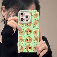 Tema de capibara verde y aguacatefunda de teléfono Fundas compatibles con ,Apple,VIVO,OPPO,,, y Honor.Fabricadas en silicona TPU,ofrecen protección contra golpes y caídas. - Blanco - Ver 6