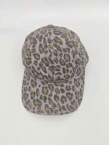 Gorra de béisbol de mezclilla desgastada con estampado de leopardo para hombres y mujeres - A - Ver 7