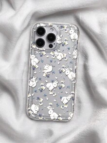 Étui de téléphone transparent avec imprimé mignon de lapin blanc et fleurs, compatible avec iPhone 13/15/16/17pro/17/14/17/15pro/15 Plus/15 Promax/7plus/8plus/X/Xs Max/Xr/11pro/12pro/13pro/14pro/12mini/13mini/11promax/12promax/13promax/14promax/14plus/17pro Max/17Air/6/6s Plus/7/8/16Pro/16plus/16promax/Se2 & compatible avec Samsung Galaxy/A54/A14/A12/A13/A15/A32/A33/A24/A52S/S20/S21/S22/S23/S24/S23Plus/S24ultra/S25/A33/A23/S26 - Multicolore - Voir 5