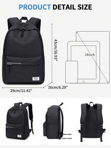 Large Capacity 15.6 Inch Laptop Backpack, Unisex For Girls And Boys, Multi-Compartment Fashionable Multifunctional Backpack, With Anti-Theft Back Pocket, Travel Commute Student School Bag, Adjustable Shoulder Straps Durable Buckle, Lightweight Daily Work Commute Backpack - Multicolor - View 3