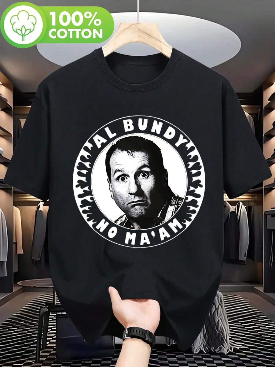 Herrenmode im Vintage-Stil"Al.Bondi,Nicht,Mutter!"T Hemd - Weich,Schnelltrocknend T Hemd,Geeignet für Fans klassischer TV-Serien,Maschinenwaschbares Freizeithemd,Rundhals,Kurze Ärmel,Sehr geeignet für Fans von Sitcoms.. - Schwarz - Übersicht 1