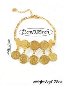1pc Fashionable Personalized Gold Coin Bracelet, Suitable For Women's Daily Wear, Holiday Gift - Gold - View 2